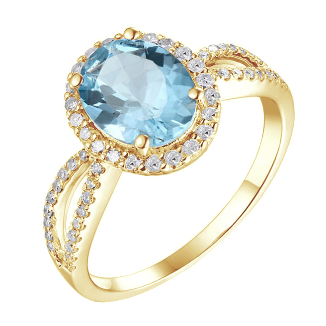 Goldring mit natürlichem Aquamarin und Diamanten Daziel 82813