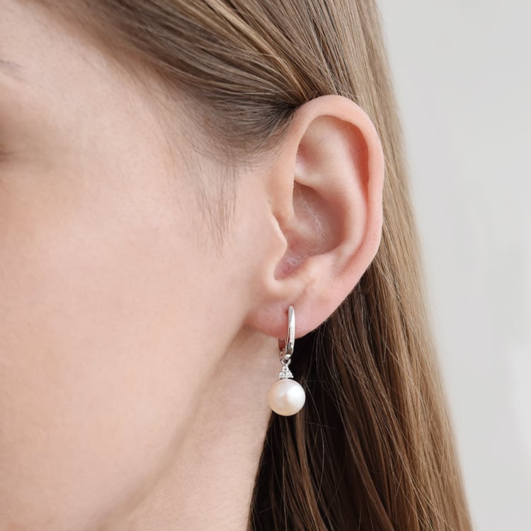 Hängeohrringe mit Perlen und Zirkonia Usman 88034