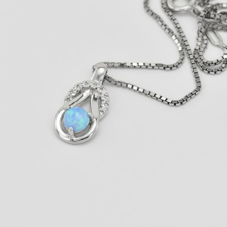 Blauer Opal in Silberanhänger 28362
