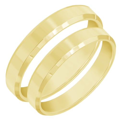 Goldene minimalistische Eheringe mit abgeschrägten Kanten Varden