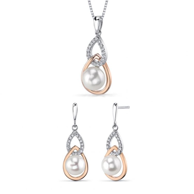 Extravagantes Schmuckset in Silber mit Perlen Kimberly