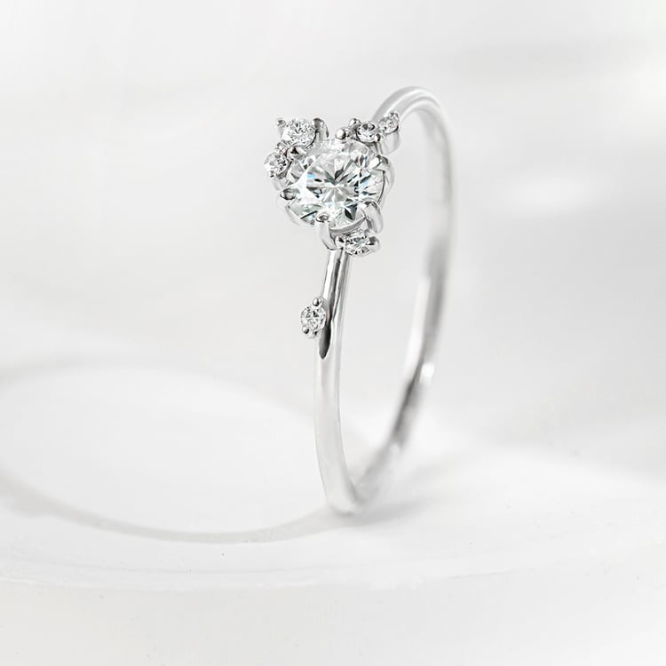 Cluster Verlobungsring mit 0.3ct Naturdiamanten Rosa 161665