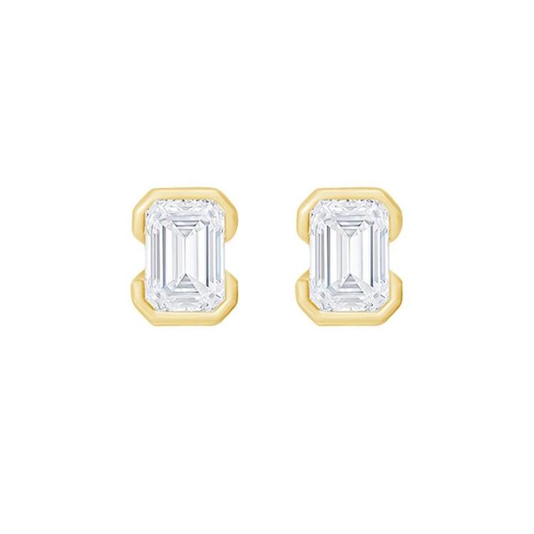 Minimalistische silberne Ohrstecker mit einem Lab Grown Diamanten in Emerald-Form Agata 159540