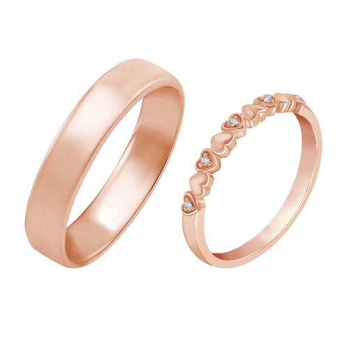 Goldener Trauringe mit verspieltem Herzring Fople