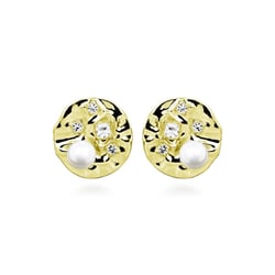 Silberne Perlenohrringe mit weißen Topasen Heidi