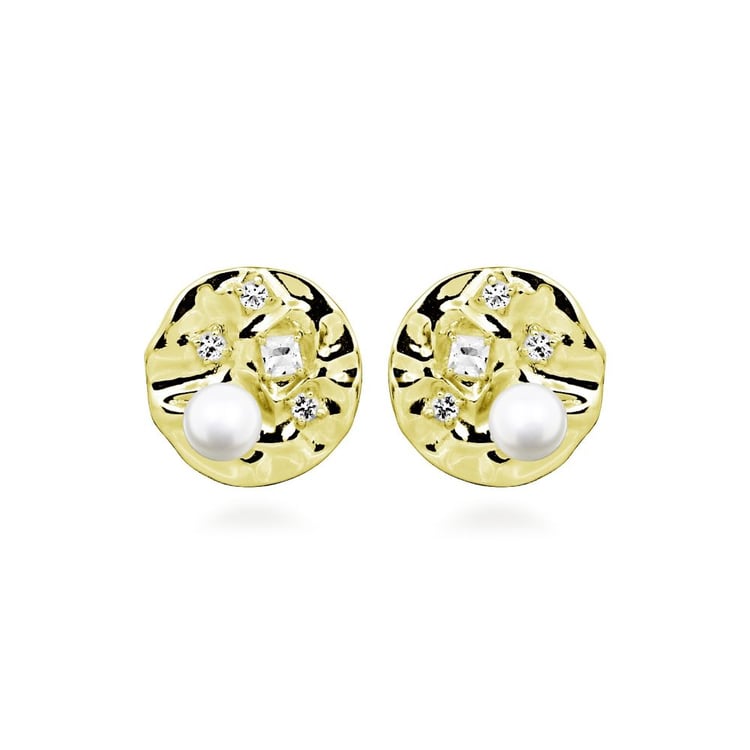 Silberne Perlenohrringe mit weißen Topasen