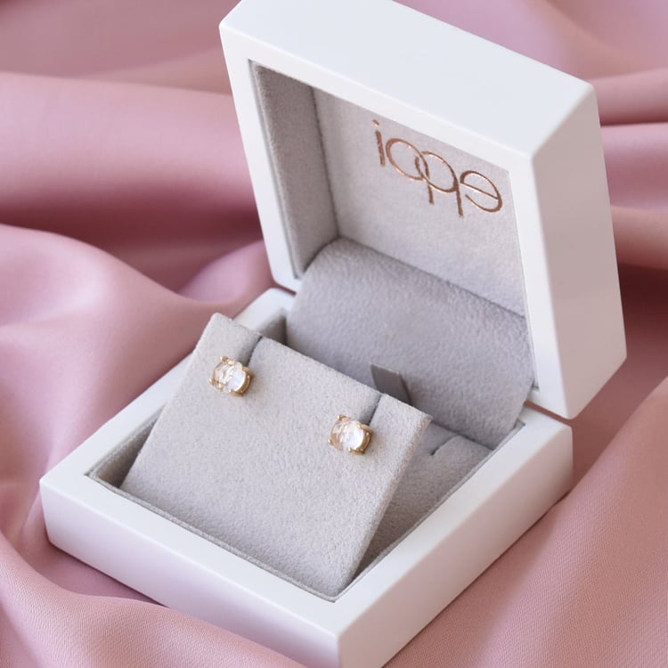 Zarte goldene Ohrringe mit Rosenquartzen Bernice 79941