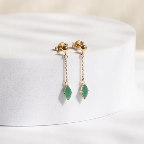 Goldene Hängeohrringe mit brasilianischen Smaragden Giada