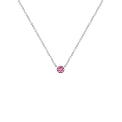 Silberne minimalistische Kette mit einem rosa Saphir Glosie