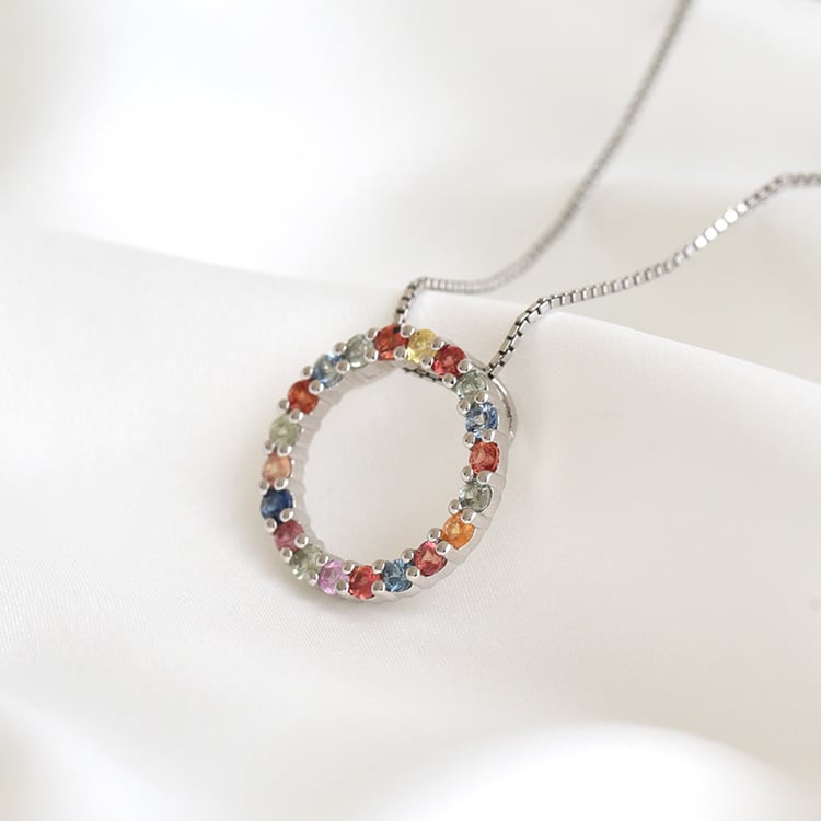 Silberner Anhänger mit mehrfarbigen Saphiren Mirjana 79154