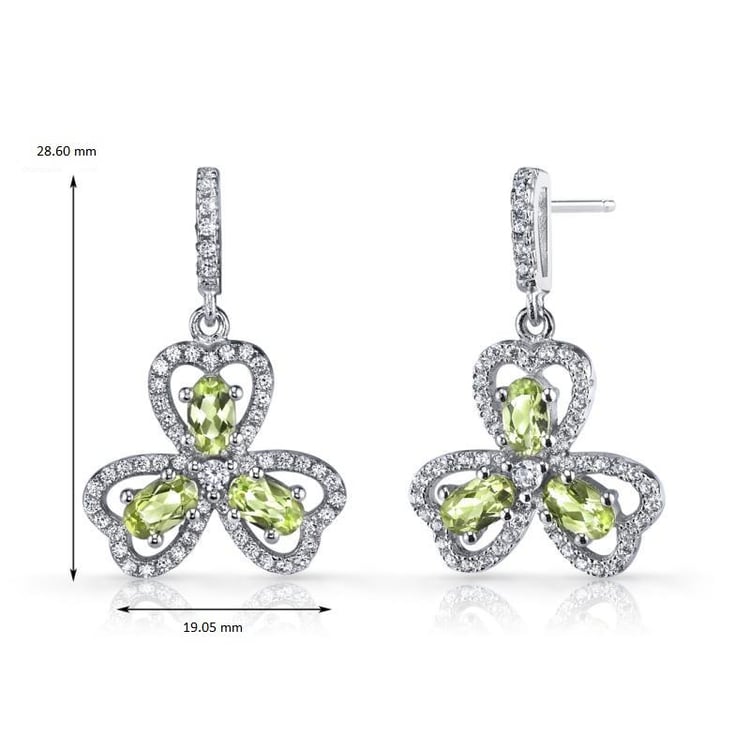 Silberne Kleeblätter mit Olivinen und Zirkonia Lerda 8242