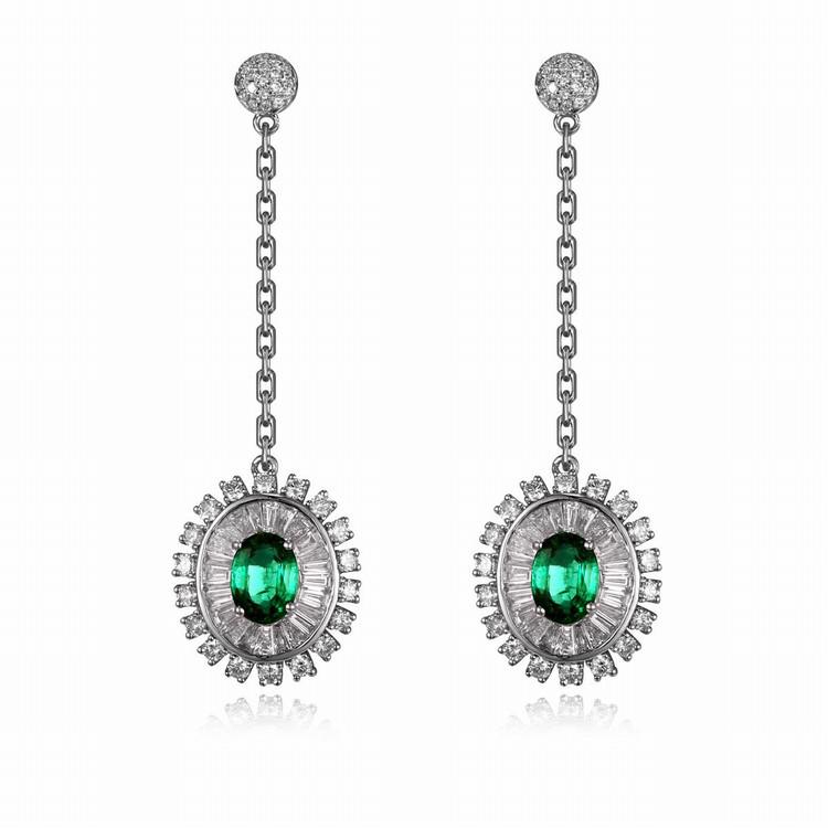 Diamant Ohrringe mit Smaragd 4762