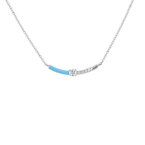 Blaue Keramikhalskette mit Diamanten Jamey