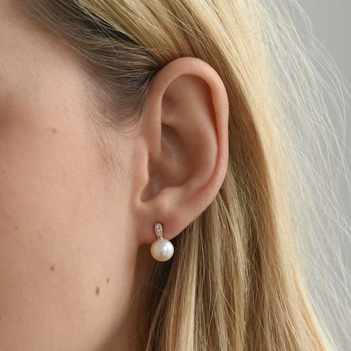 Perlenohrringen in Silber mit Diamanten Holis