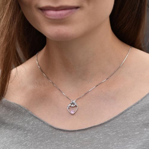 Silberner Anhänger Mutter und Kind mit Turmalin und Diamant Ella
