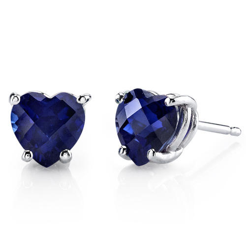 Goldene Ohrstecker mit Saphiren im Herz-Form Kaciah