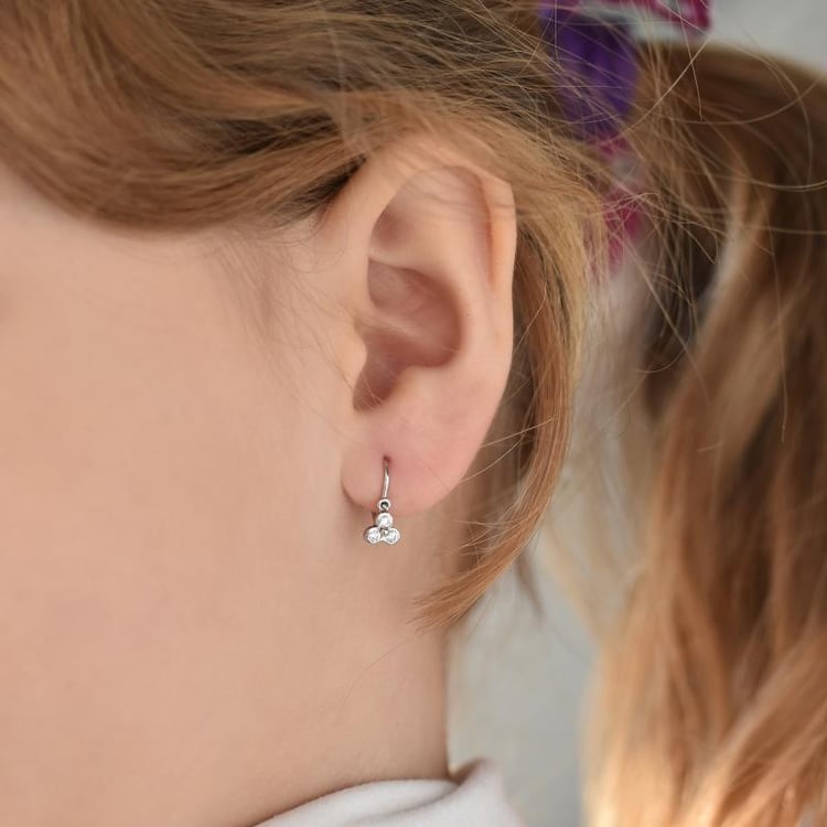 Goldene Ohrringe für Kinder mit Moissaniten Jasmine 105021