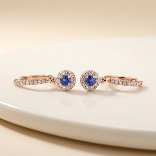 Wunderschöne silberne Ohrringe mit blauen Saphiren und Lab Grown Diamanten Denise