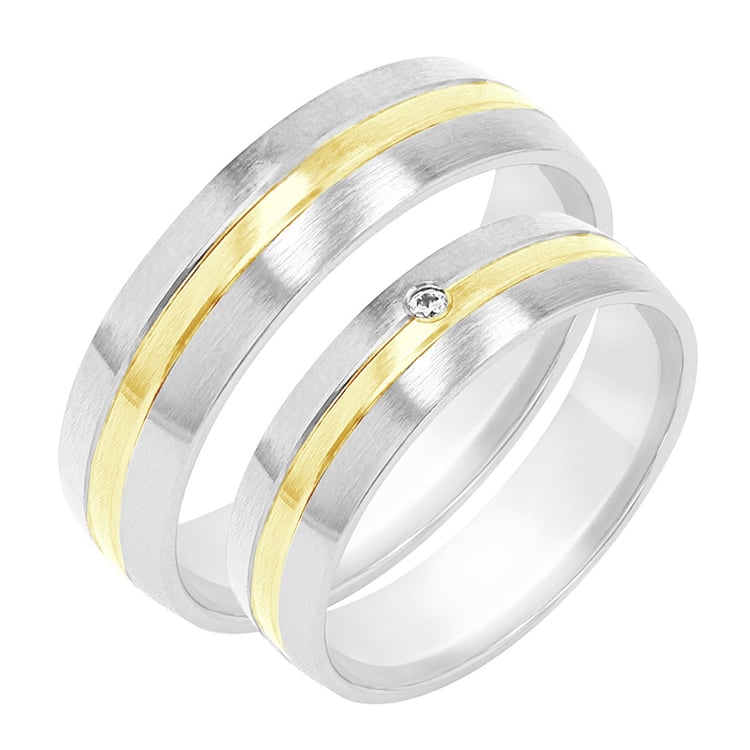 Minimalistische Eheringe mit Diamanten Mesud 87932