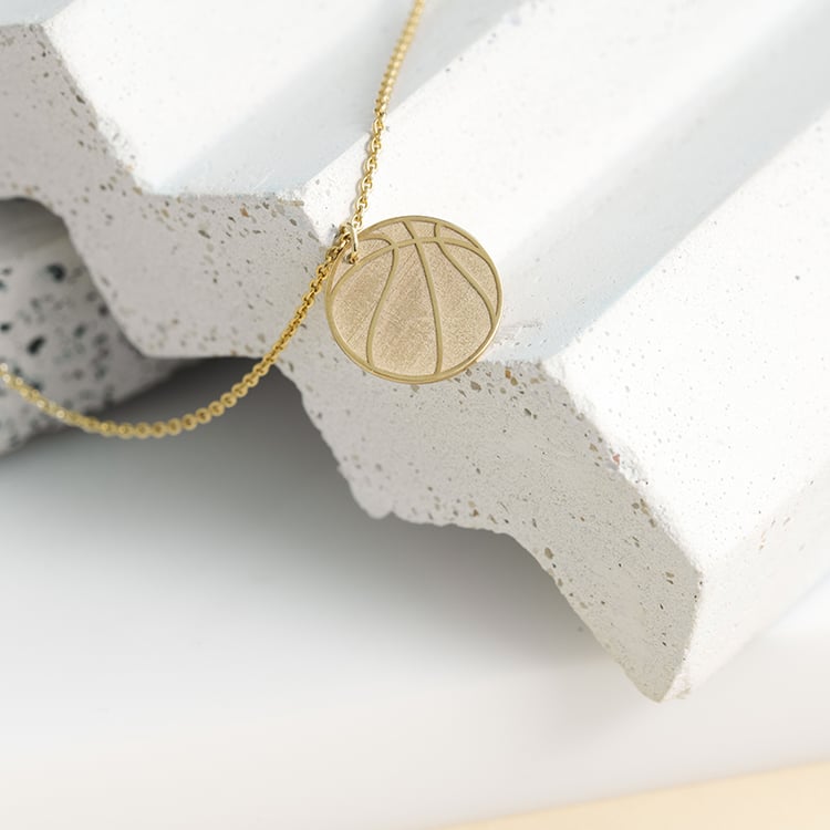 Silberner Anhänger Basketball mit Gravur Ihrer Wahl Basket 122847