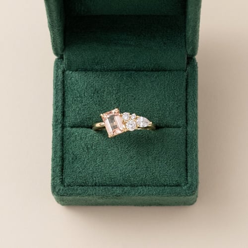 Cluster Scheidungsring mit Morganiten, Diamant und Saphir Frank