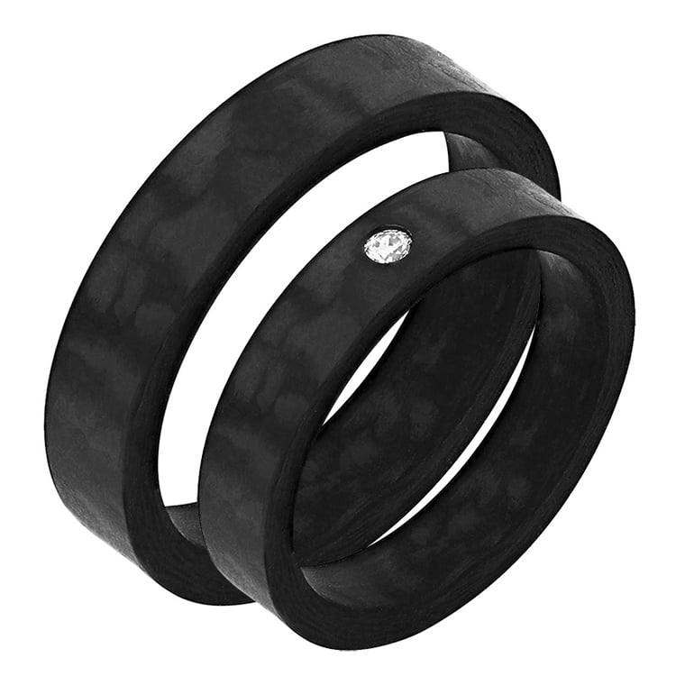 Trauringe aus Carbon mit Diamant Noits