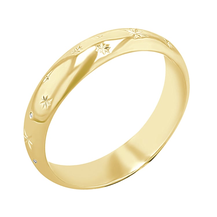 Eheringe mit Sternengravur und Diamanten Elia 116482