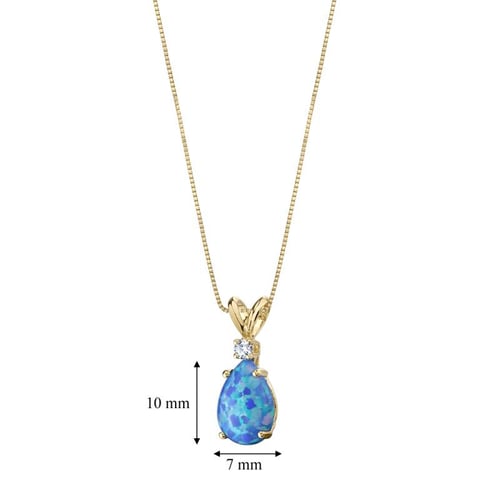 Goldener Anhänger mit blauem Opal und Lab Grown Diamant Raulla