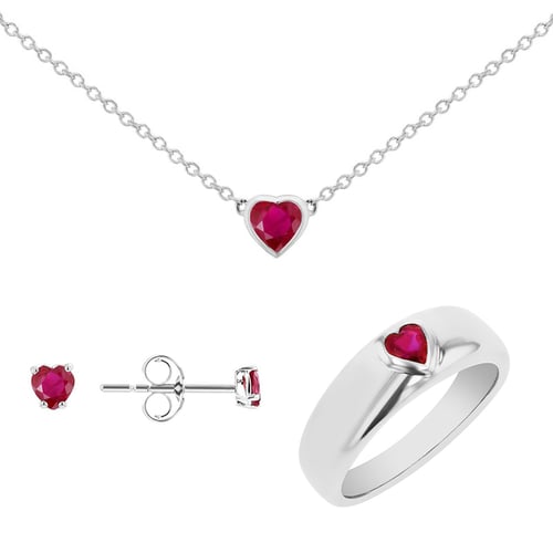 Schmuckset mit Rubinherzen Millicent