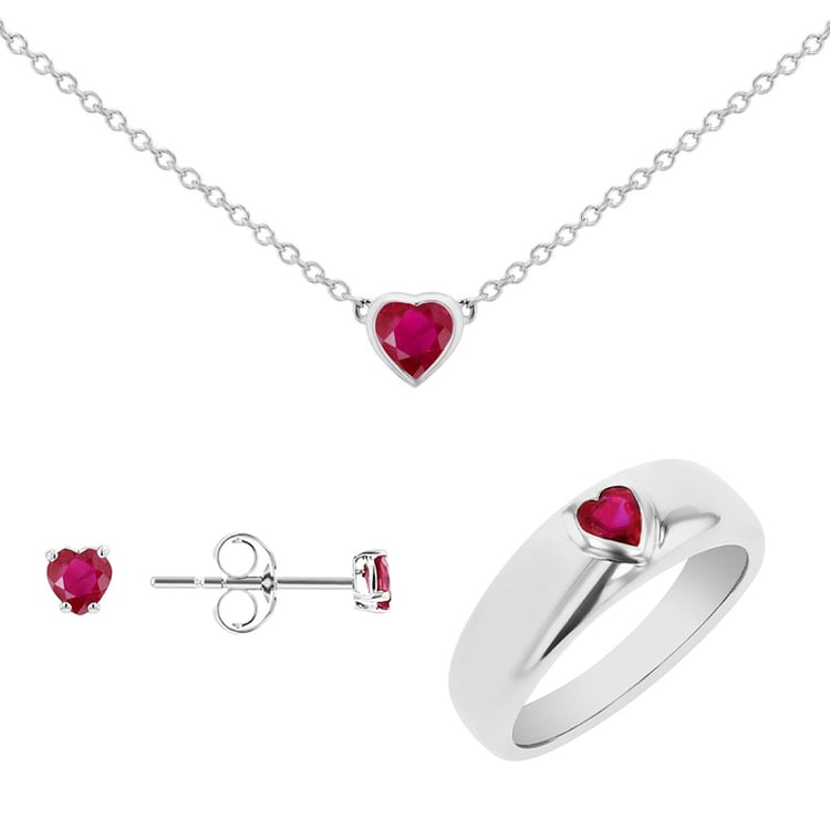 Schmuckset mit Rubinherzen Millicent 100137