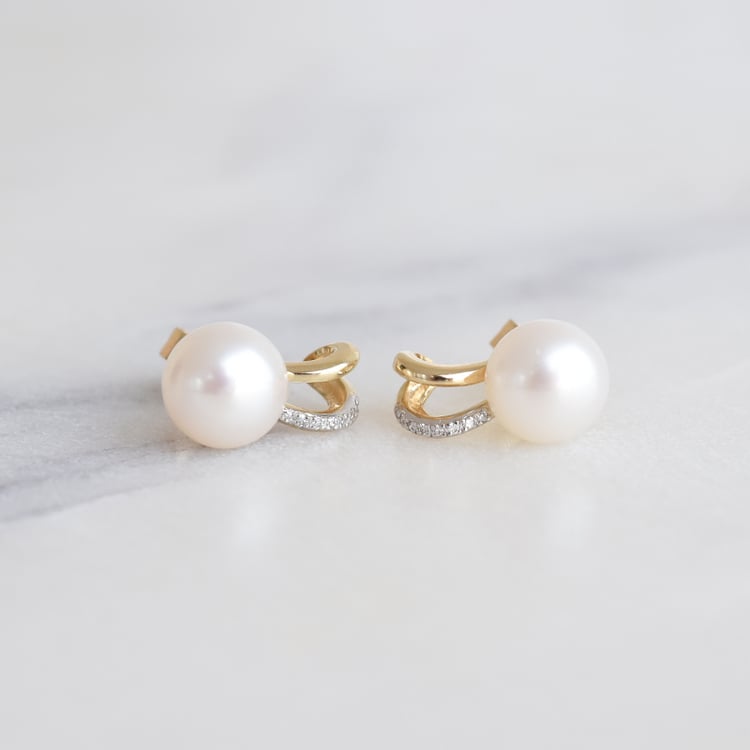 Ungewöhnliche Perlenohrringe mit Diamanten Olayin 86908