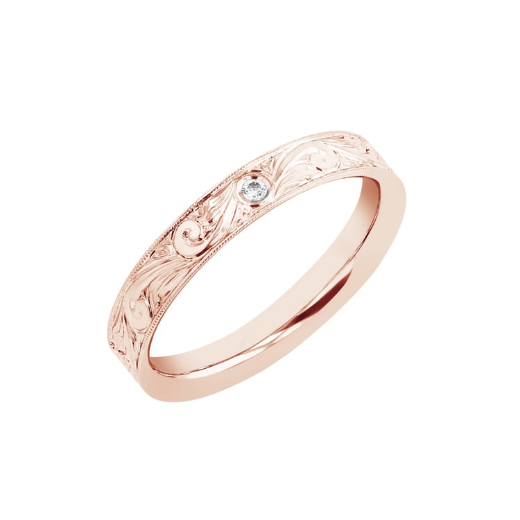 Vintage Eheringe mit Gravur und einem Diamanten Denton 98404