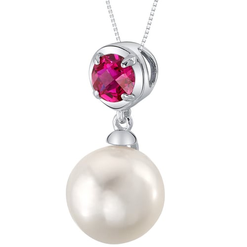 Silbernes Set aus Perlenschmuck mit Lab Grown Rubinen Jasna