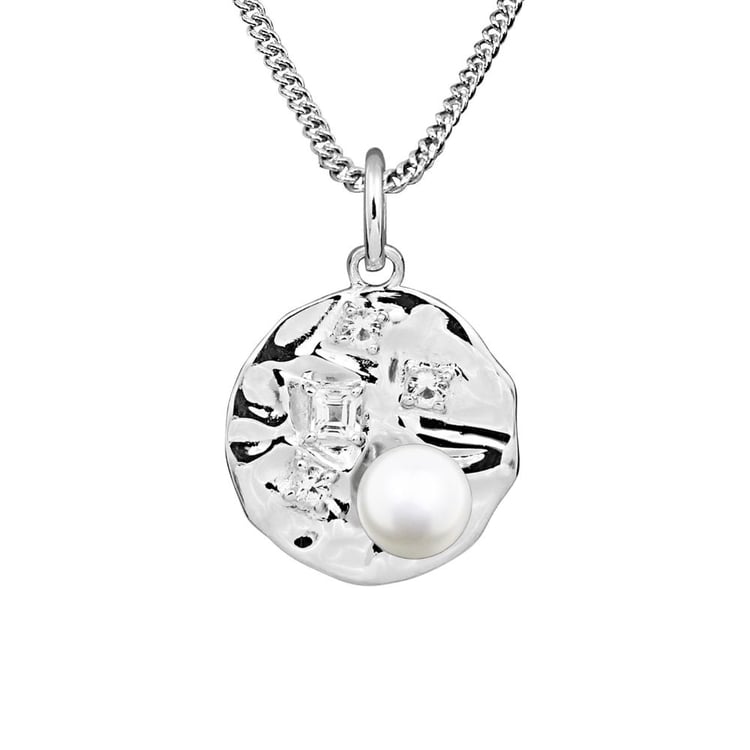 Silberner Perlenanhänger mit weißen Topasen 163845