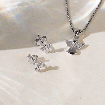 Silberne Ohrringe mit Engeln Cael