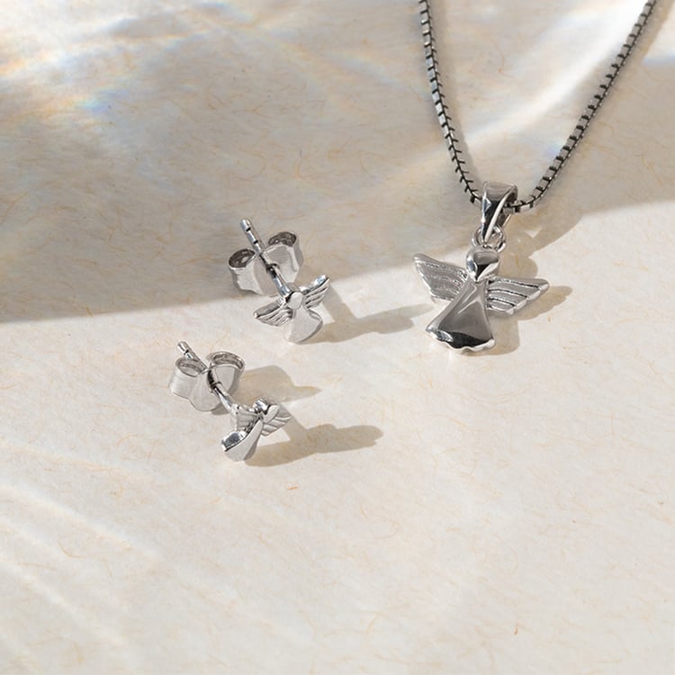 Silberne Ohrringe mit Engeln 140333