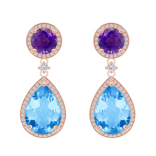 Ohrringe mit Topas und Amethyst Bulia