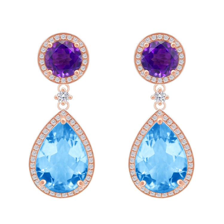 Ohrringe mit Topas und Amethyst Bulia 51737