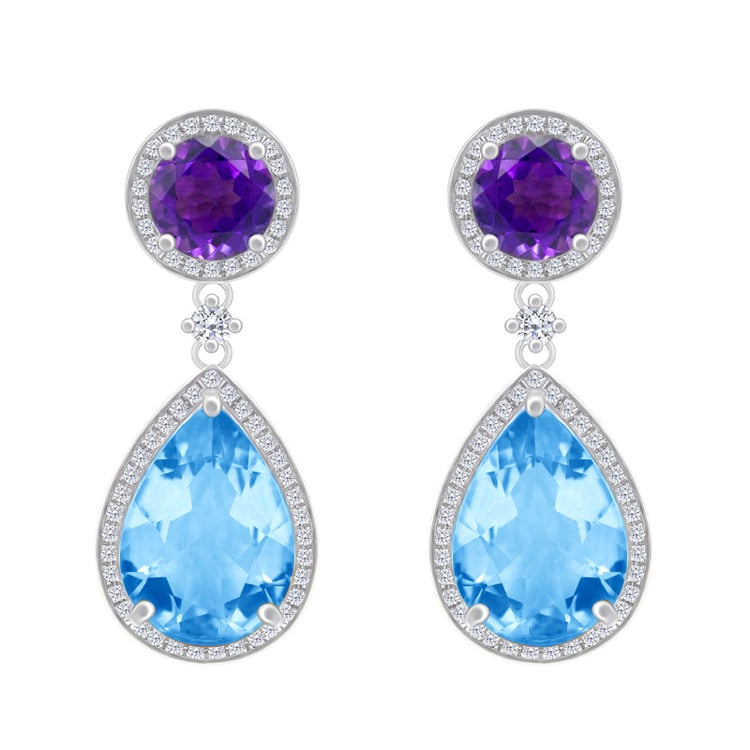 Ohrringe mit Topas und Amethyst Bulia