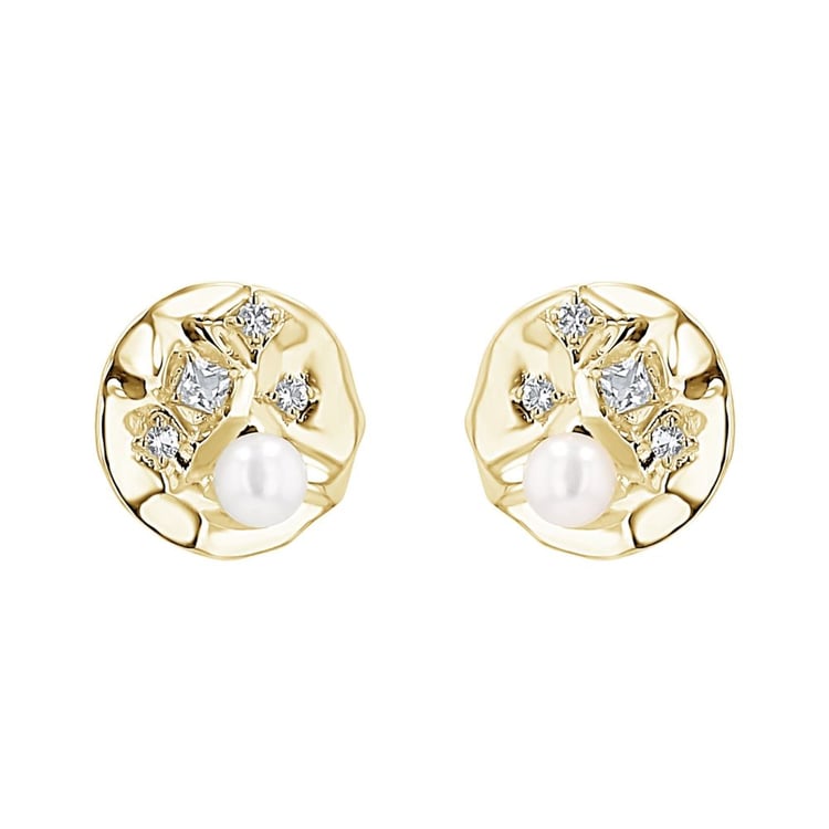 Silberne Perlenohrringe mit weißen Topasen