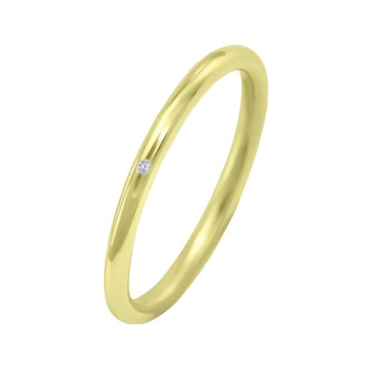 Minimalistischer goldener Ring mit einem Diamanten Jostlin