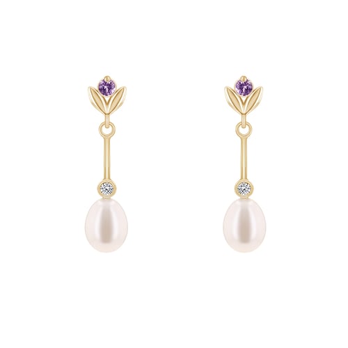 Perlenohrringe mit Saphiren und Diamanten Madhula
