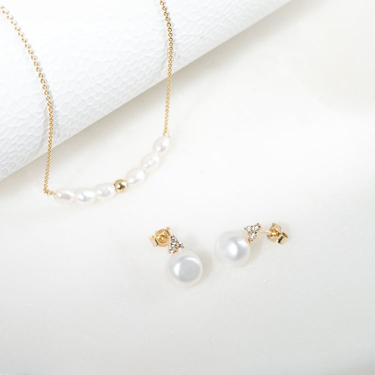 Goldene Perlenohrringe mit Zirkonia Cleta 131932