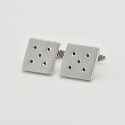 Silber-Manschettenknöpfe mit schwarzen Diamanten Orien