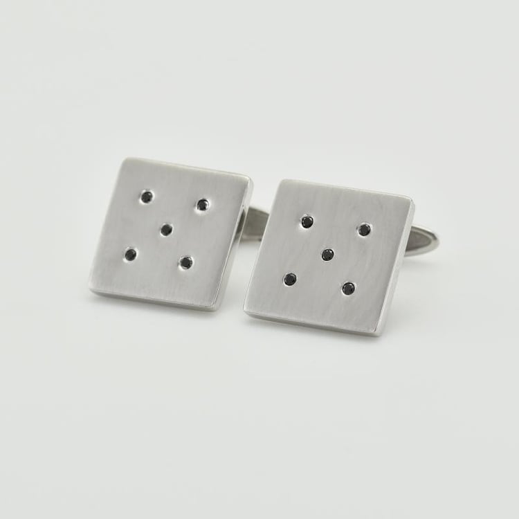 Silber-Manschettenknöpfe mit schwarzen Diamanten Orien 20047