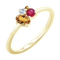 Cluster-Ring mit Citrin, Rubin und Aquamarin Bluma
