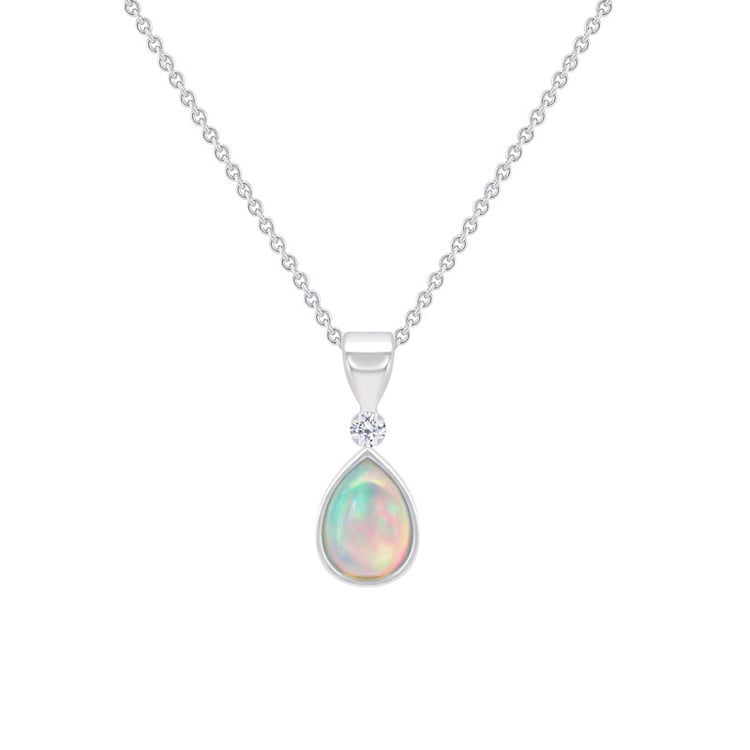 Zauberhafte goldene Halskette mit Opal-Tropfen und Diamant Ninon