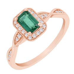 Eleganter Smaragd-Ring mit einem Meer von Diamanten Enoh