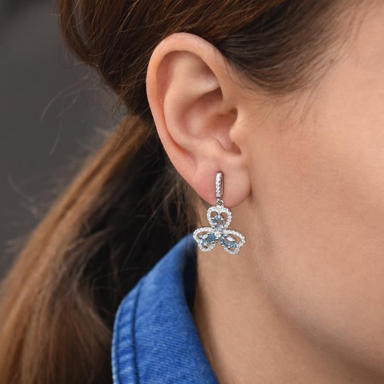 Silberne Ohrringe mit Topas in Form eines Kleeblatts Lerda 46308