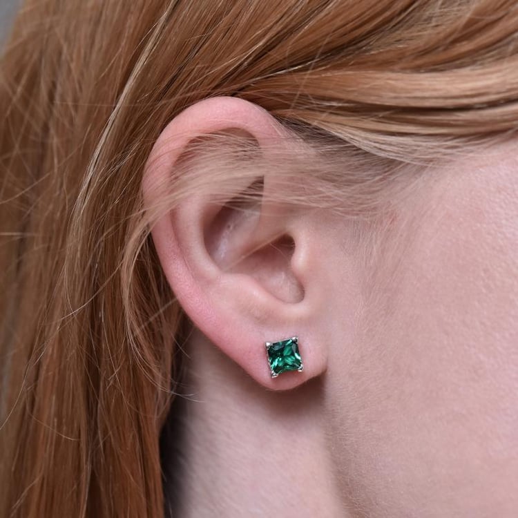 Silberne Ohrringe mit Smaragdquadraten Medini 3968